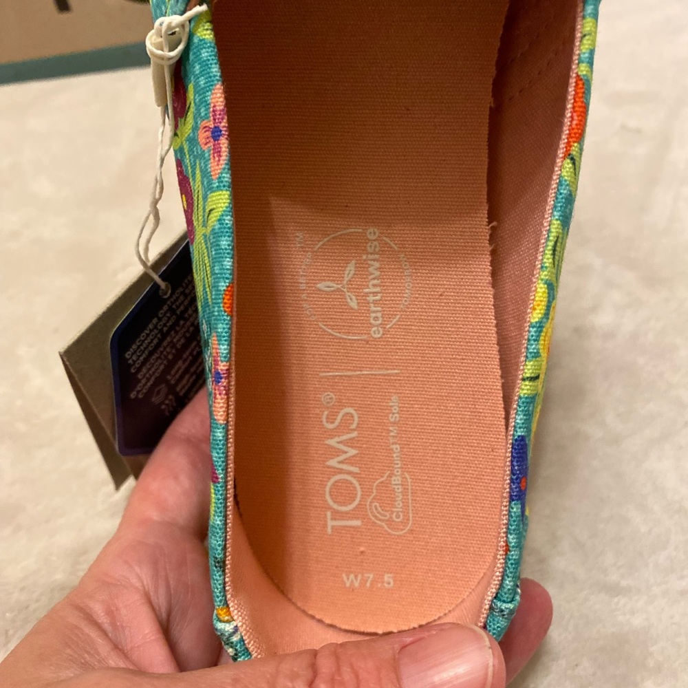 Toms Baltic Blue Autumn Floral Organic Cotton Slip-On Flats - Picture 4 of 13
